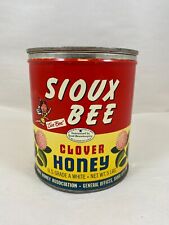 SIOUX BEE CLOVER HONEY TIN CAN 5LB SIZE EMPTY W/ SEAL ON TOP SUE BEE 6
