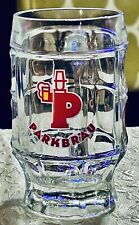 VINTAGE PARKBRAU FRISCH VOM FAB GERMAN .4 Liter Glass Stein Heavy Saum Beer Mug picture
