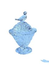 Hofbauer The Byrdes Clear Cut Lead Crystal Bird Trinket Jar Lidded Footed VTG  picture