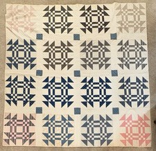 Vintage Patchwork Quilt Hand Sewn Heritage Star 74” By 72” picture