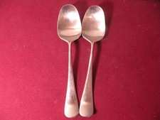 2 Yamazaki Andersen Hafnia Soup Spoons Satin Stainless Flatware JAPAN 7 1/8