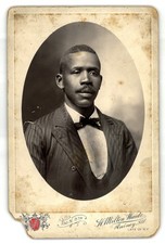 CIRCA 1890s CABINET CARD H. M. Waide African American Man in Suit Quincy Ill. picture