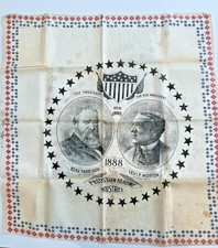 1888 Benjamin Harrison Levi P Morton Campaign Handkerchief Protection Industries picture