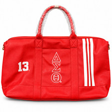 Delta Sigma Theta Red White Duffel Bag Embroidered 13 Travel Gym Weekender picture