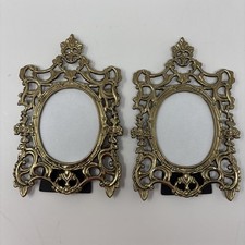 Pair Of Vintage 1987 Mann Ornate Brass Tone Tabletop Photo Picture Frame picture