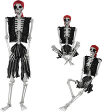5.4Ft Halloween Life Size Pirate Skeleton, Full Body Skeleton Bones with Movable picture