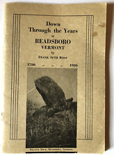 READSBORO VT 1936 Town History 1786-1936 Rare Signed Copy DOWN THROUGH THE YEARS picture
