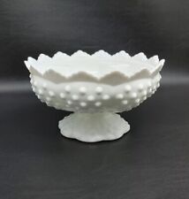 Fenton Hobnail Milk Glass Candle Holder Centerpiece 6 Hole Footed Bowl  picture