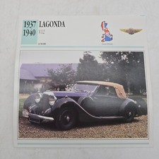 1937-1940 Lagonda V12 Classic Cars Collectors Club Card 90's VTG picture