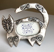 Pewter Stylized Funky Cat Photo Frame Glass 1996 Ashleigh Manor picture