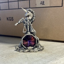 Unicorn of Justice Pewter Unicorn Figurine with Purple Faceted Crystal picture