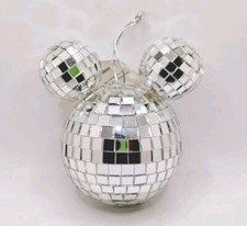Vtg Disney Mickey Mouse Christmas Ornament Disco Ball Mirrored Head Ears 4