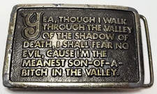 Vintage Retro 1970s Sarcastic Psalm 23 Belt Buckle 