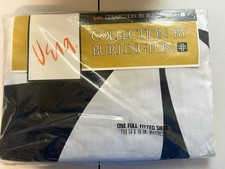 Vintage Vera Neumann Burlington Silhouette Full Fitted Sheet Black White NOS picture