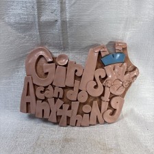 Vtg Abbey Press GIRLS CAN DO ANYTHING Wall Hanging Plaque 10.5