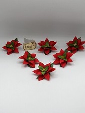 Vintage Fabar Capodimonte Poinsettias Porcelain Set of 6 Italy with Box *READ* picture