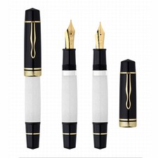 Majohn P139 Piston Fountain Pen #6 #8 EF/F/M Nib, Brass Piston System White Pen picture