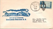 AUGUST 1950 STATESBORO NORTHERN RAILROAD MIDVILLE, GA SOUVENIR ENVELOPE picture
