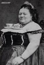 CIRCUS-CARNIVAL Photo/Vintage/Early1900's/LARGE WOMAN & TEA CUPS/4x6 B&W Rprnt. picture