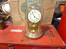 VINTAGE KERN PENDULUM,GLASS DOME MANTEL/SHELF CLOCK + KEY WORKS GOOD, GERMANY picture