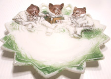 Antique Westmoreland Glass Plate 1905 Three Bears Roosevelt Bears Painted 7 1/4
