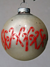 VTG 50's Matte Glass CANDY CANE Pictured BALL Christmas Ornament Shiny Brite picture