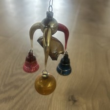 Antique Vtg Hand Blown Glass Fantasy Xmas Ornament Annealed Arms Bells READ picture