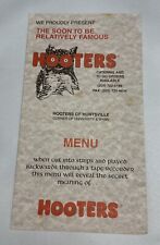 Vintage Menu Hooters Of Huntsville Alabama  1986 Closed Location. picture