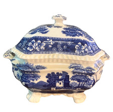 Copeland Spode's Tower Blue Soup Tureen Cobalt Blue Transferware c 1930's MINT picture