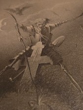 RARE 1860 HALLOWEEN CDV PHOTO - Titled NIGHT AND DEATH - Zombie Atop Grave picture