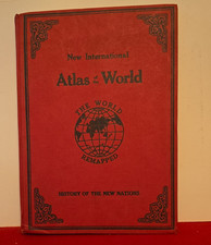 New International Atlas of the World 1945 WWII Era Large 11x14 Hardcover picture