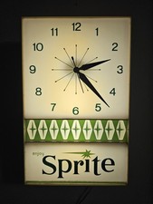 Vintage Mid Century Sprite Soda Advertising Light Up Sign Wall Clock picture