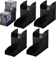 4 Pack 2 Tier Manga Shelf Risers, ABS Double Row Comic Book Storage,Black picture