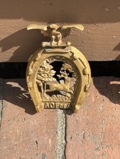 Antique Ancient Order of Foresters of America Horseshoe Plague Trivet Cast Brass picture