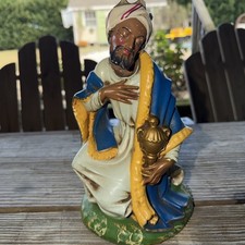 Vintage 12” FONTANINI PAPER MACHE Nativity Figure BALTHASAR Wise Men Black King picture