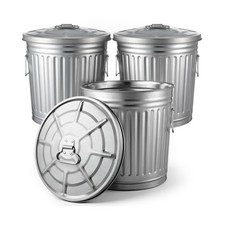 Lounsweer 3 Pack 7 Gallon Galvanized Trash Can with Lid, Equipped with Two Ha... picture