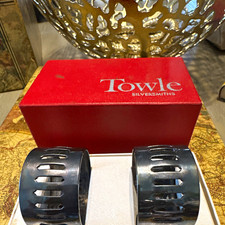 Towle Silversmiths Silverplate Pierced Geometric Round Napkin Rings Set of 2 picture