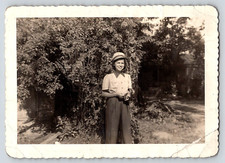 VINTAGE OLD ANTIQUE OUTDOOR PICTURE PHOTO BEAUTIFUL WOMAN LADY GIRL UNIFORM picture
