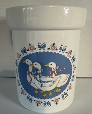 Vintage Treasure Craft Ribbon Geese Utensil Holder Granny Core Farmhouse 1980's picture