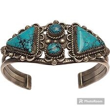 RARE Pete Morgan NAVAJO RED MOUNTAIN TURQUOISE STERLING SILVER BRACELET picture