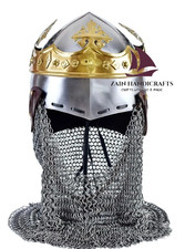 ZAIN Medieval Robert of the Bruce Crown Bascinet with Aventail Historical Replic picture