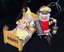 Vintage 1997 Hershey's Collector Series Elf Christmas Ornaments Set of 2 picture