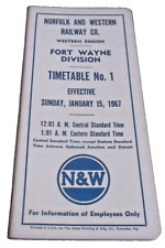 1967 NORFOLK & WESTERN N&W FORT WAYNE DIVISION EMPLOYEE TIMETABLE #1 picture