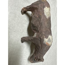 Vintage 1960s Rustic Folk Art Cow Figurine Brown Primitive Farmhouse Decor 8.5in picture