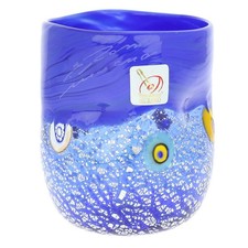 GlassOfVenice Murano Drinking Glass - Silver Blue Mosaic picture