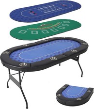 8 Player Folding Poker Table Texas Holdem Blackjack 2 Mats Casino Party Table picture