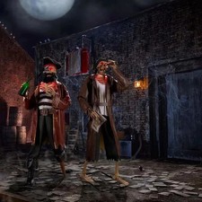 *NEW* Home Depot 2-Piece Dead Water Animated LED Pirate Duo Animatronic picture