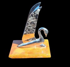 Vintage Packard Hood Ornament Swan Chrome 1948-52 40714 Mounted On Base picture