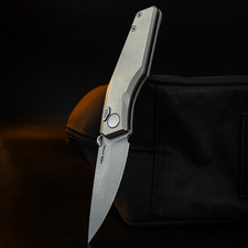 Real Steel Spectrum Folding Knife 3.38″ VANAX Steel Blade Gray Titanium Handle picture