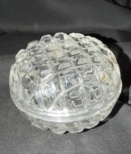Vintage Clear Pressed Glass Round Trinket Dish with Lid picture